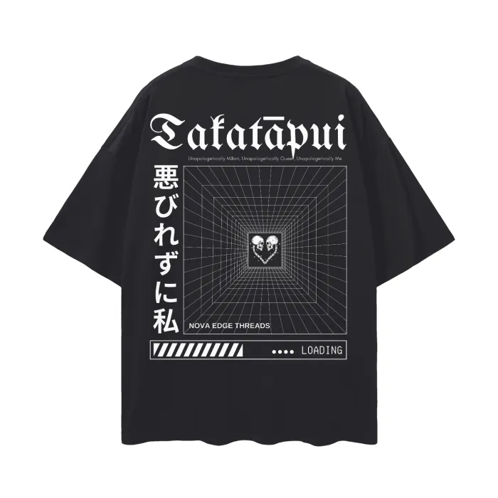Unapologetically Takatāpui Māori culture Indigenous to New Zealand Pride Shirt on Black Oversize Deep Drop Shoulder Tee - 190 GSM
