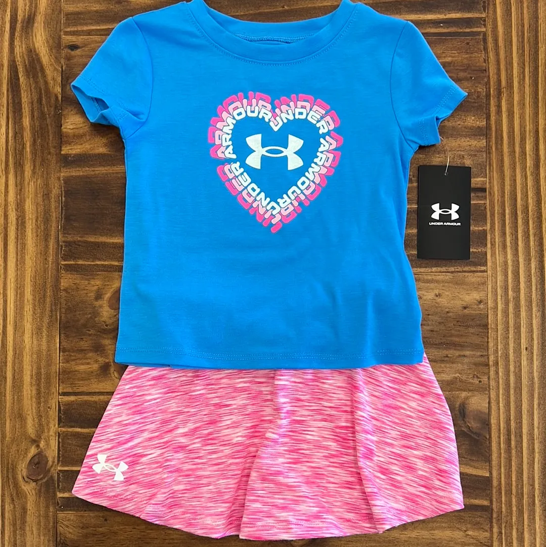 Under Armour Girl UA Heart Logo Graphic Tee & Space Dye Skort Set