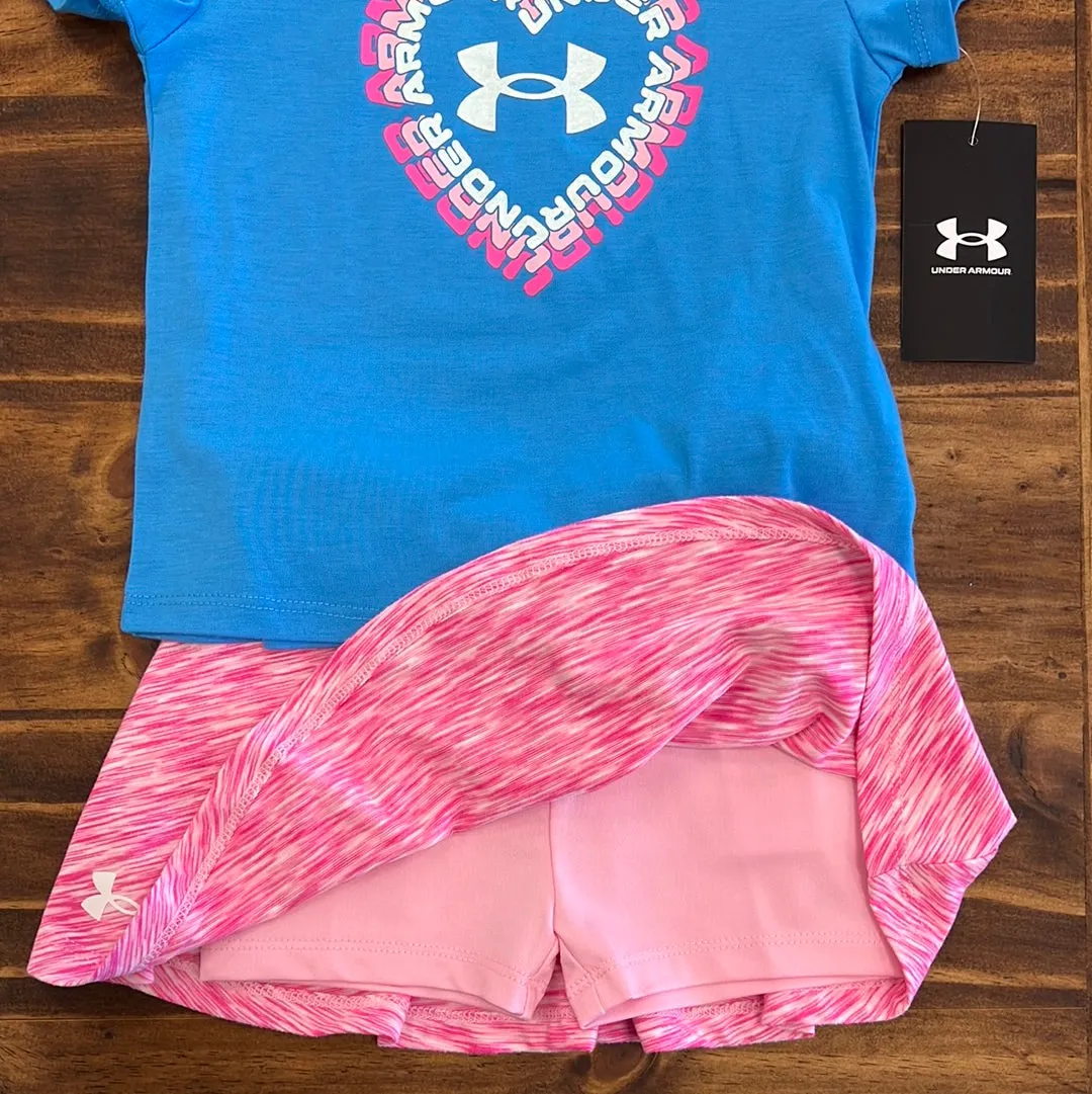 Under Armour Girl UA Heart Logo Graphic Tee & Space Dye Skort Set