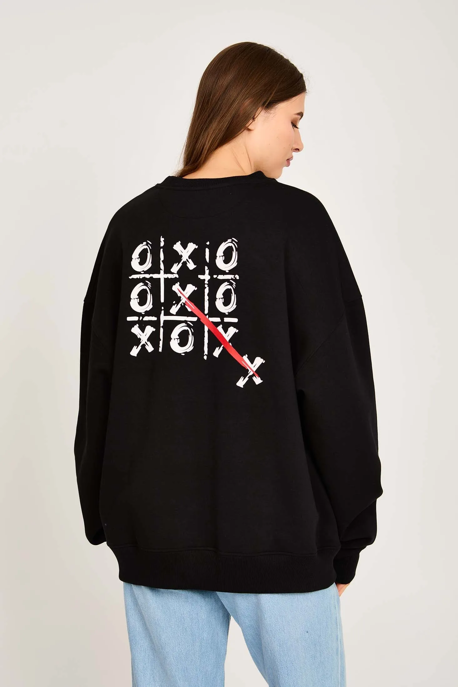 Unisex Sweat Shirt  Loose Fit Printed Hoodie Black