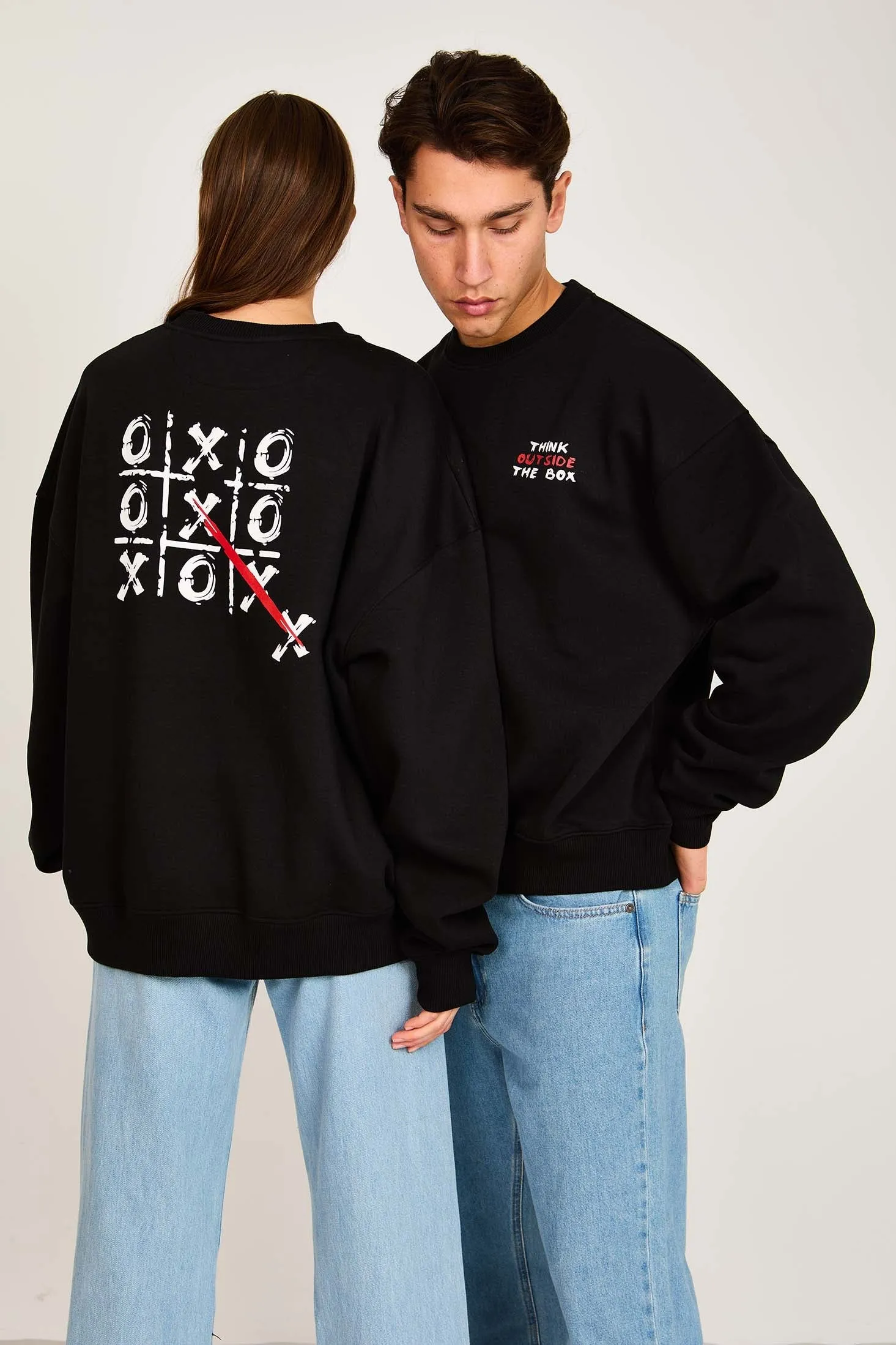Unisex Sweat Shirt  Loose Fit Printed Hoodie Black