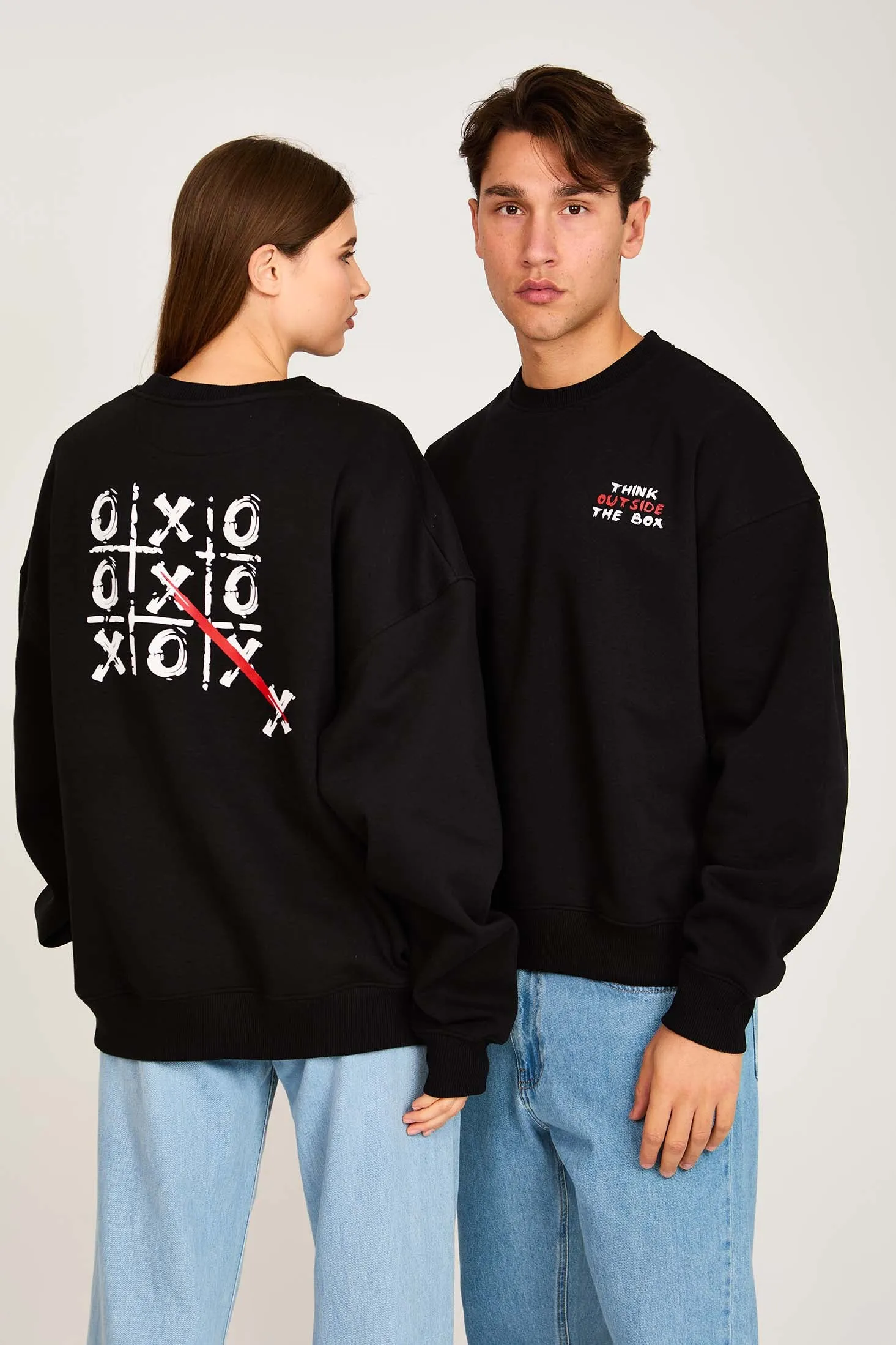 Unisex Sweat Shirt  Loose Fit Printed Hoodie Black