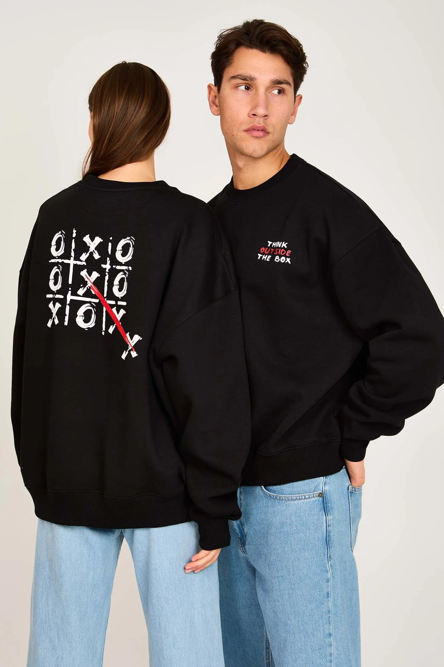 Unisex Sweat Shirt  Loose Fit Printed Hoodie Black