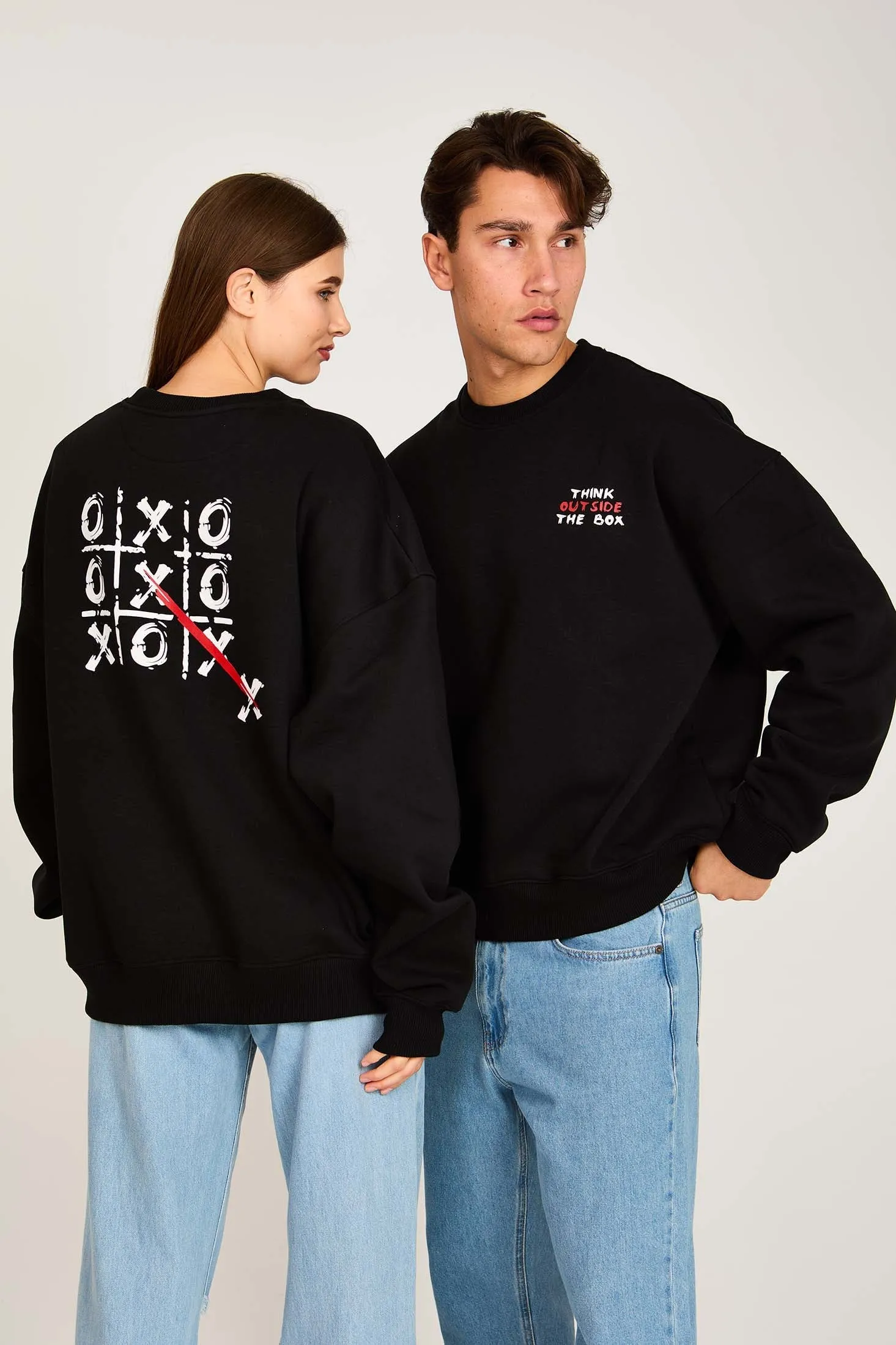 Unisex Sweat Shirt  Loose Fit Printed Hoodie Black