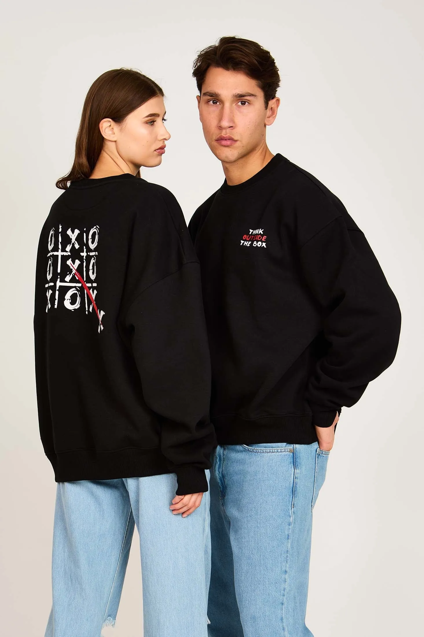 Unisex Sweat Shirt  Loose Fit Printed Hoodie Black
