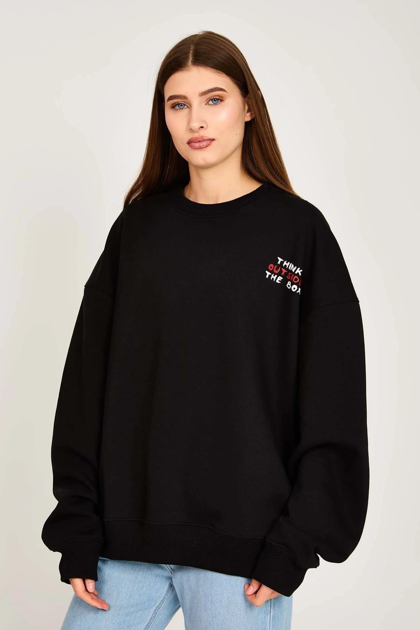 Unisex Sweat Shirt  Loose Fit Printed Hoodie Black