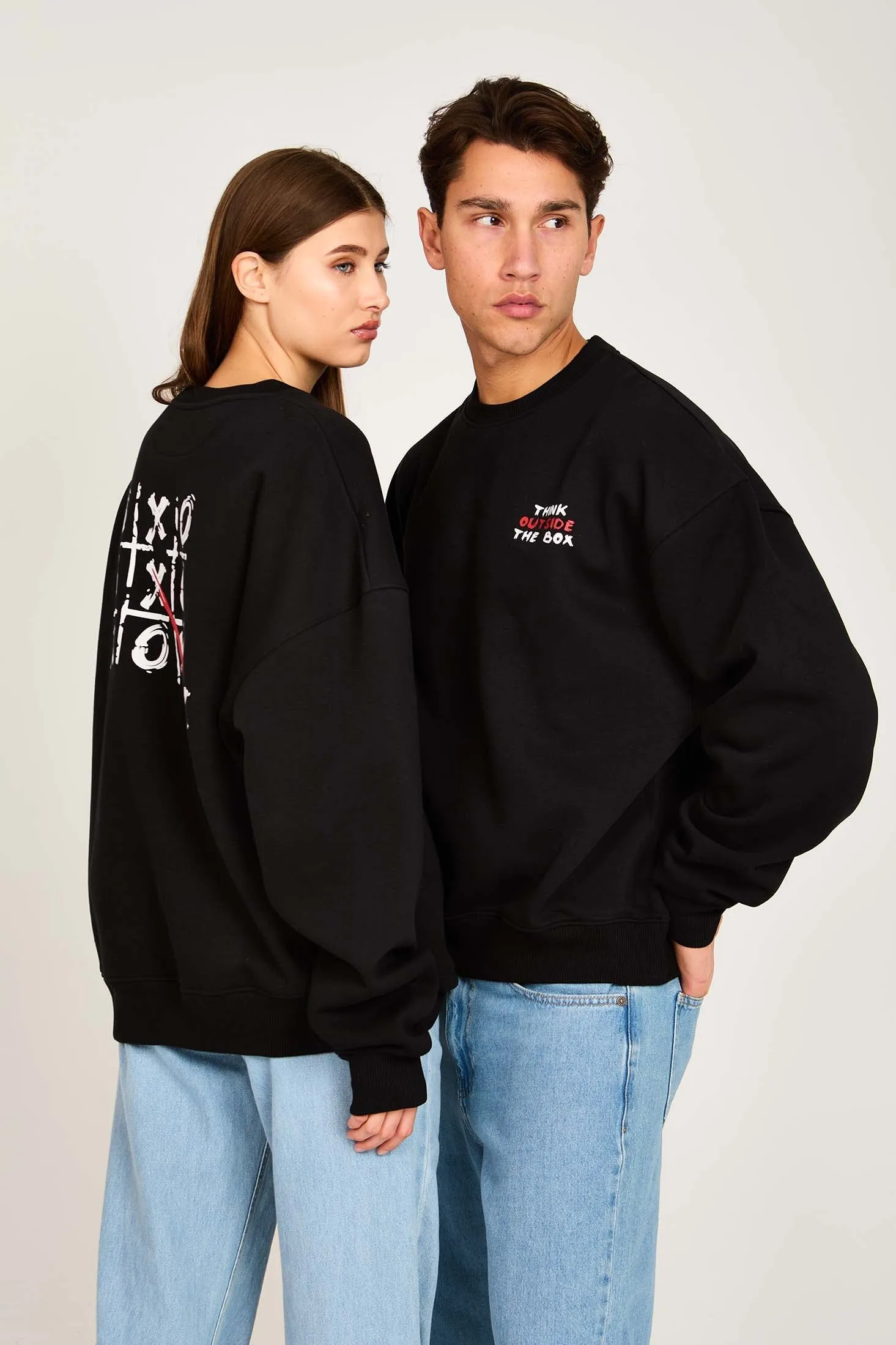 Unisex Sweat Shirt  Loose Fit Printed Hoodie Black