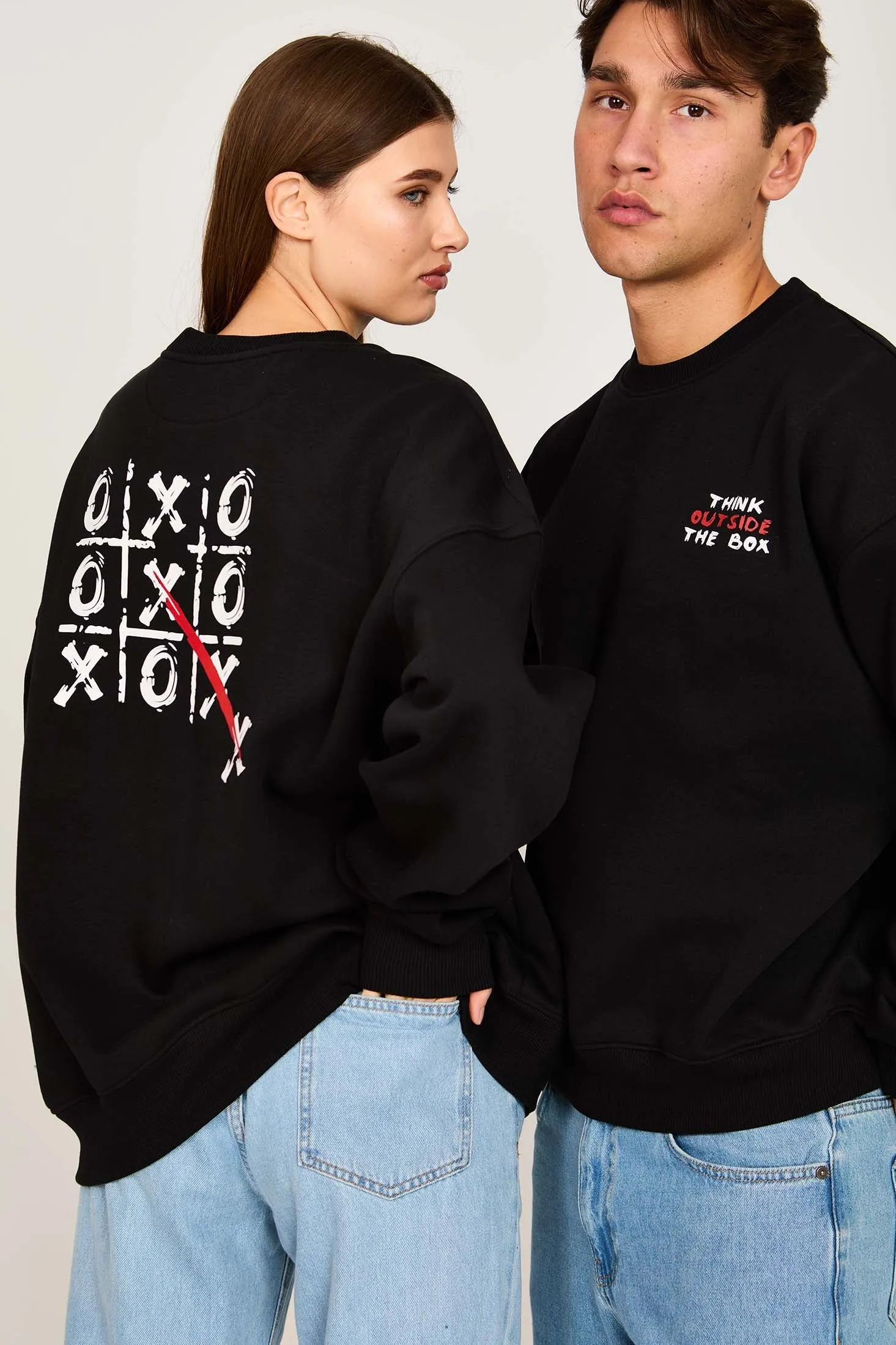 Unisex Sweat Shirt  Loose Fit Printed Hoodie Black