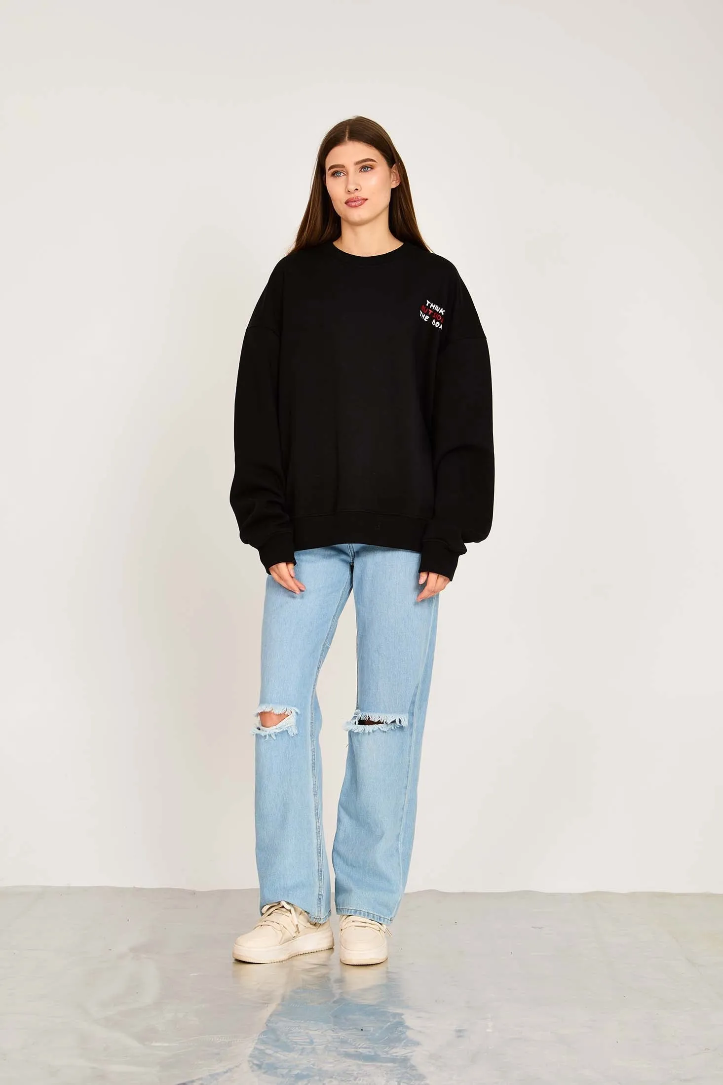 Unisex Sweat Shirt  Loose Fit Printed Hoodie Black