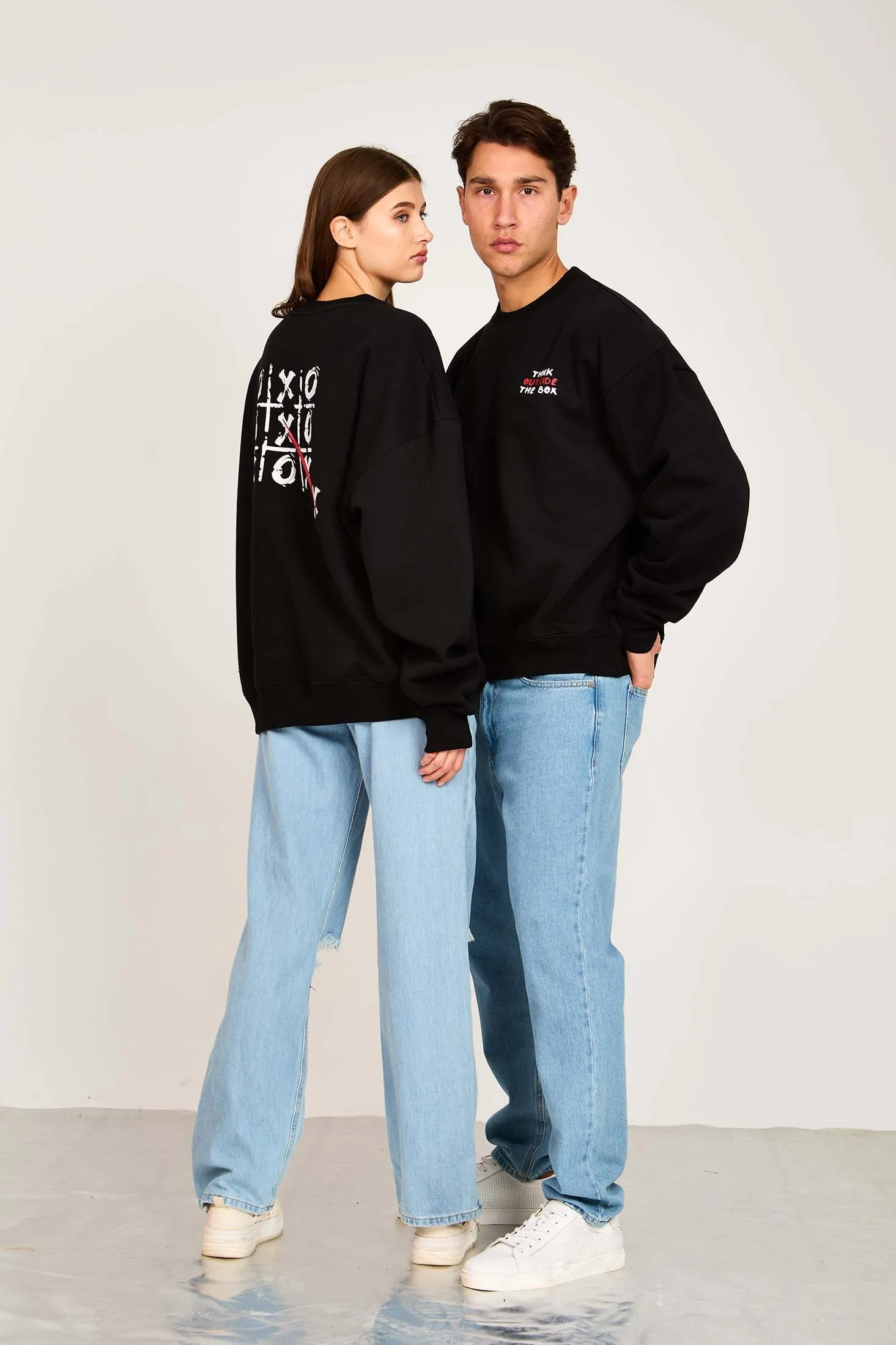 Unisex Sweat Shirt  Loose Fit Printed Hoodie Black