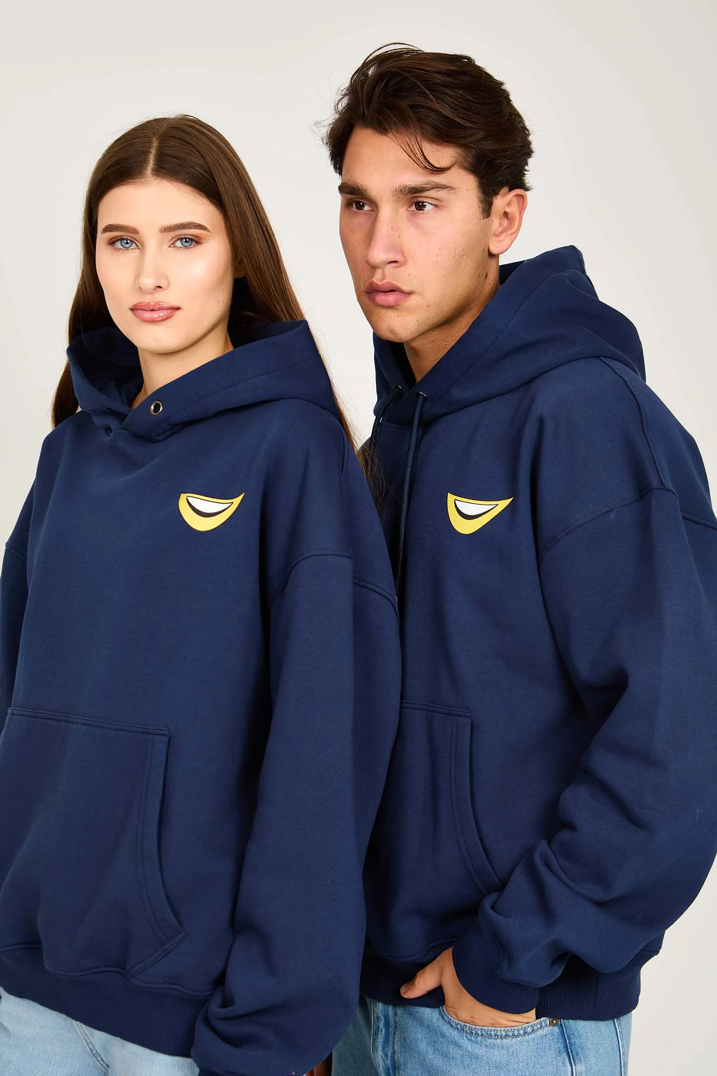 Unisex Sweat Shirt  Loose Fit Printed Hoodie Navy