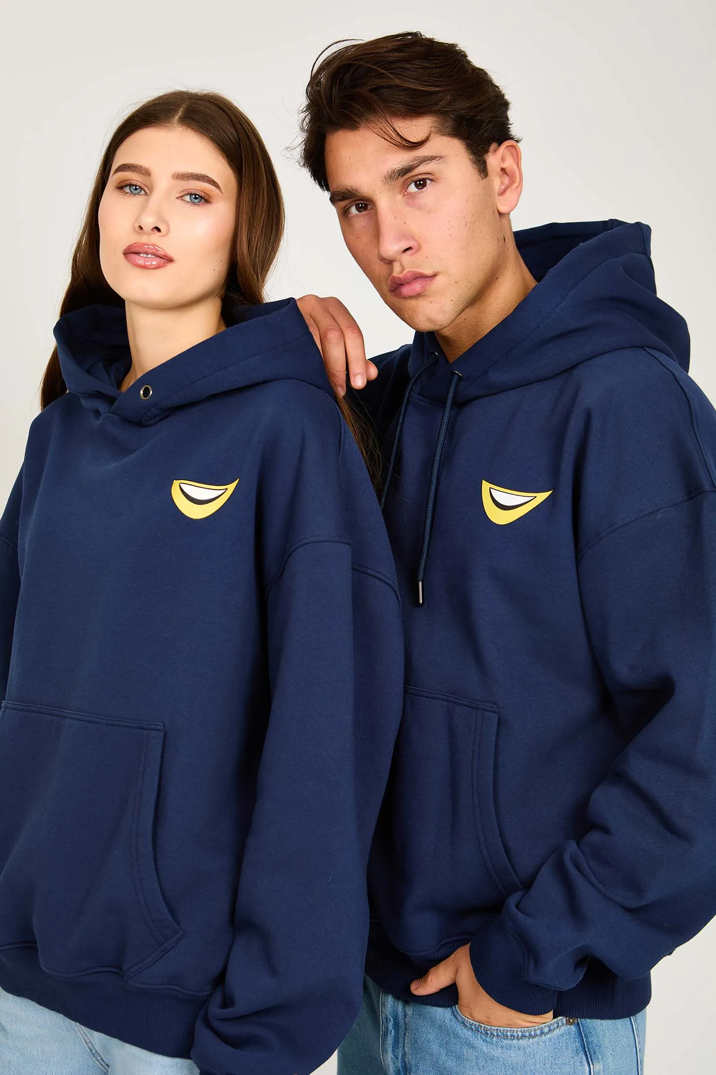 Unisex Sweat Shirt  Loose Fit Printed Hoodie Navy