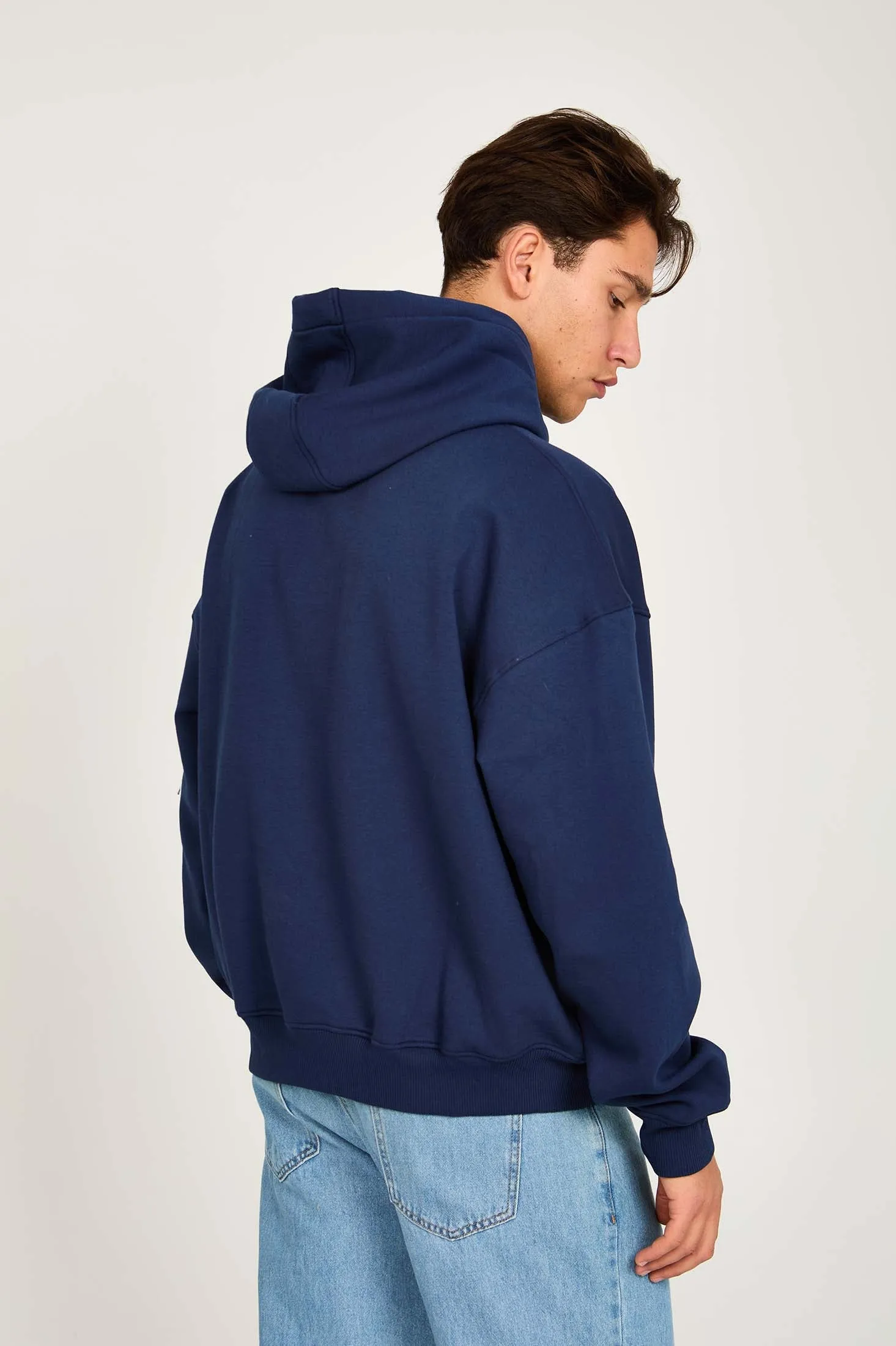 Unisex Sweat Shirt  Loose Fit Printed Hoodie Navy