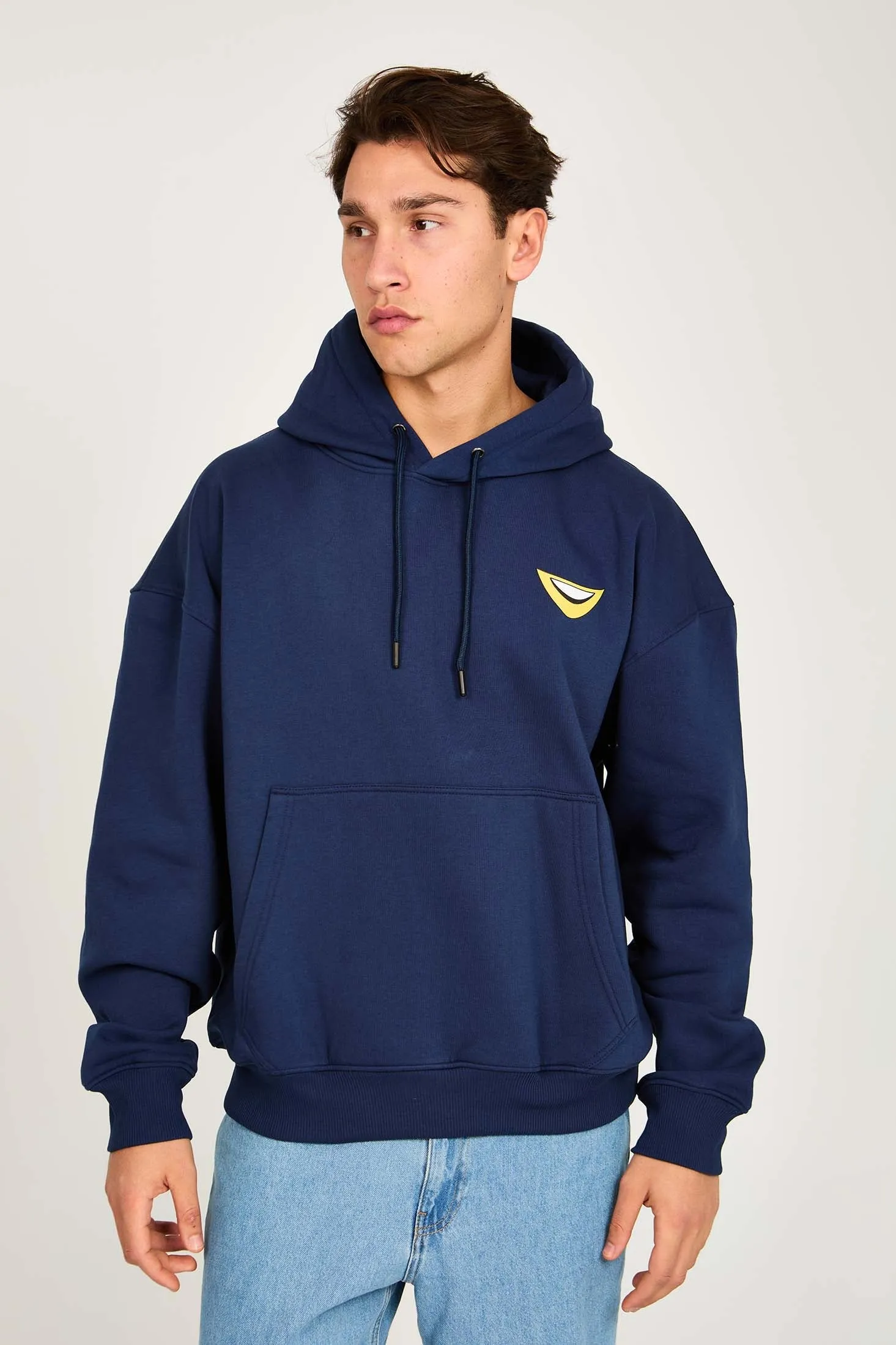 Unisex Sweat Shirt  Loose Fit Printed Hoodie Navy