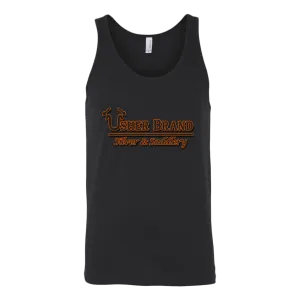 Usher Brand Tank Top Black & Orange Lettering