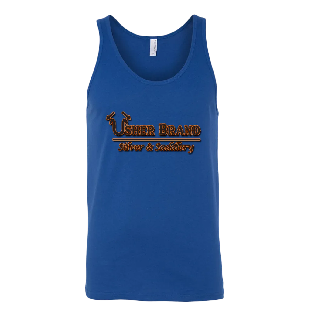 Usher Brand Tank Top Black & Orange Lettering