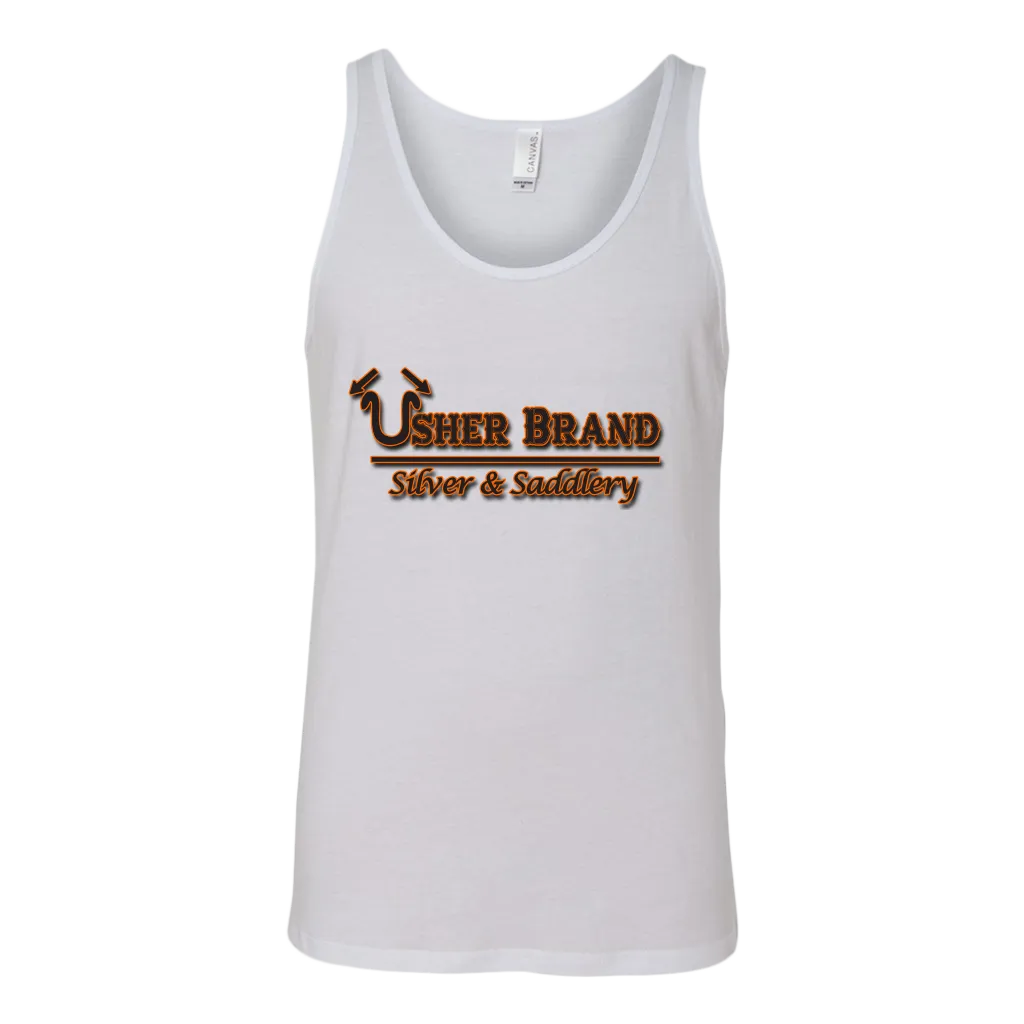 Usher Brand Tank Top Black & Orange Lettering