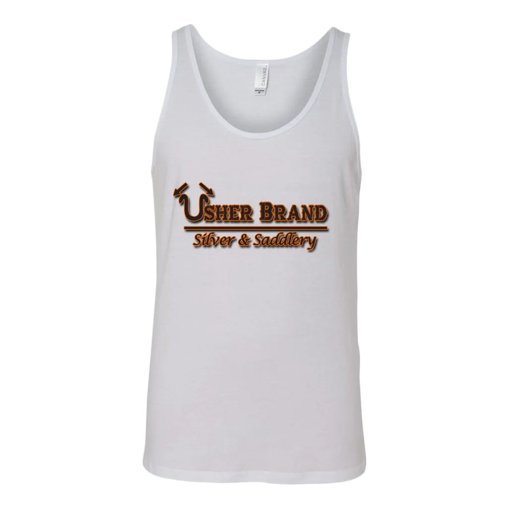 Usher Brand Tank Top Black & Orange Lettering