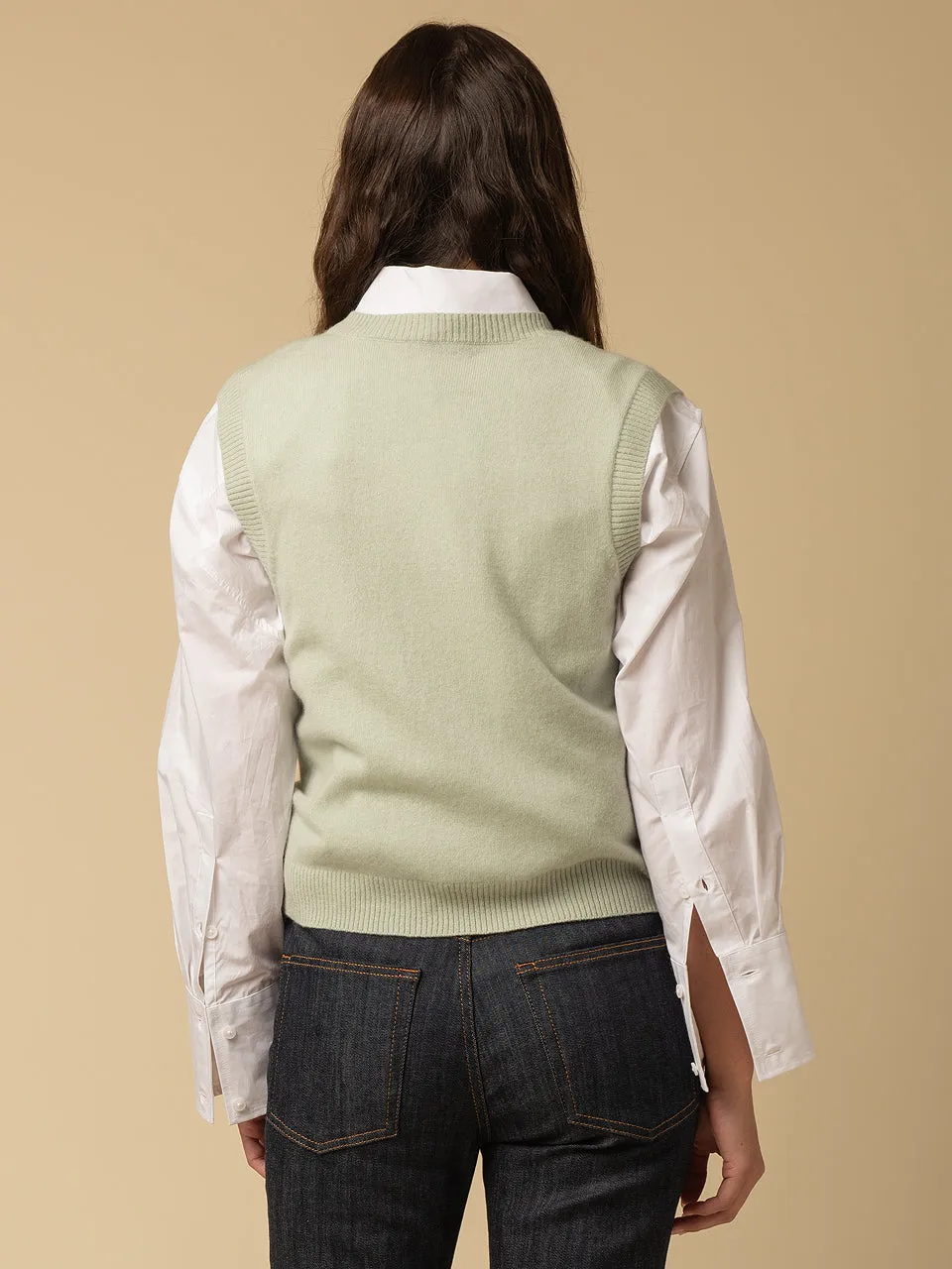 V Neck Vest_Pistachio