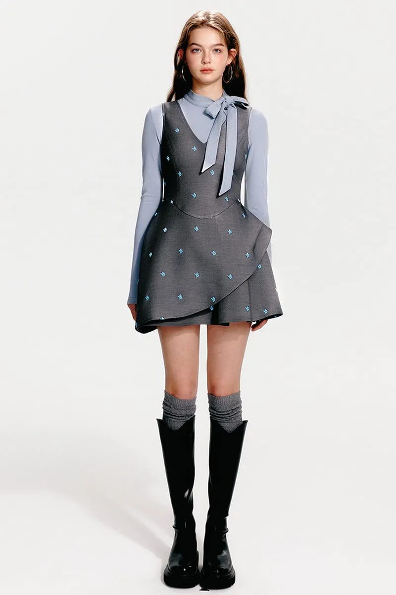 V-Neck Waist Bud Vest Dress