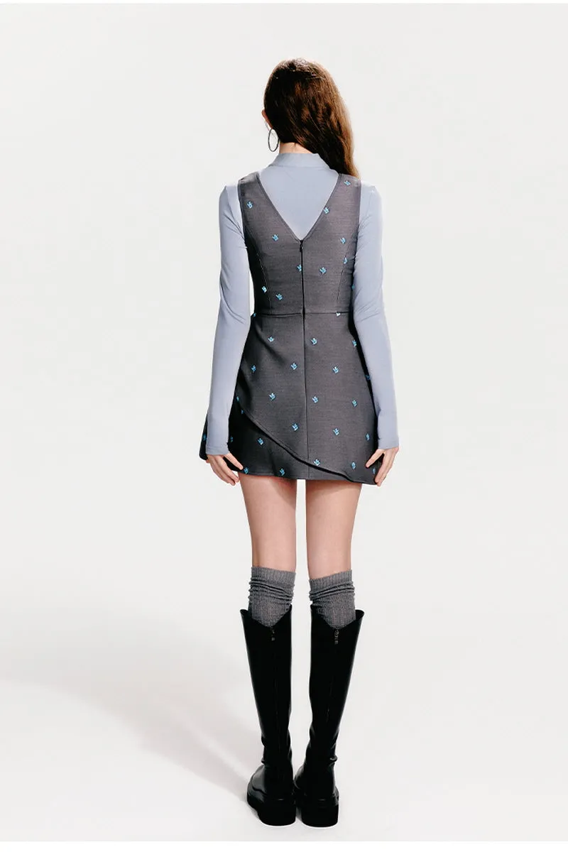 V-Neck Waist Bud Vest Dress