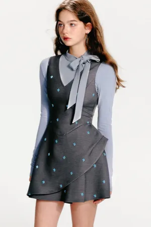 V-Neck Waist Bud Vest Dress