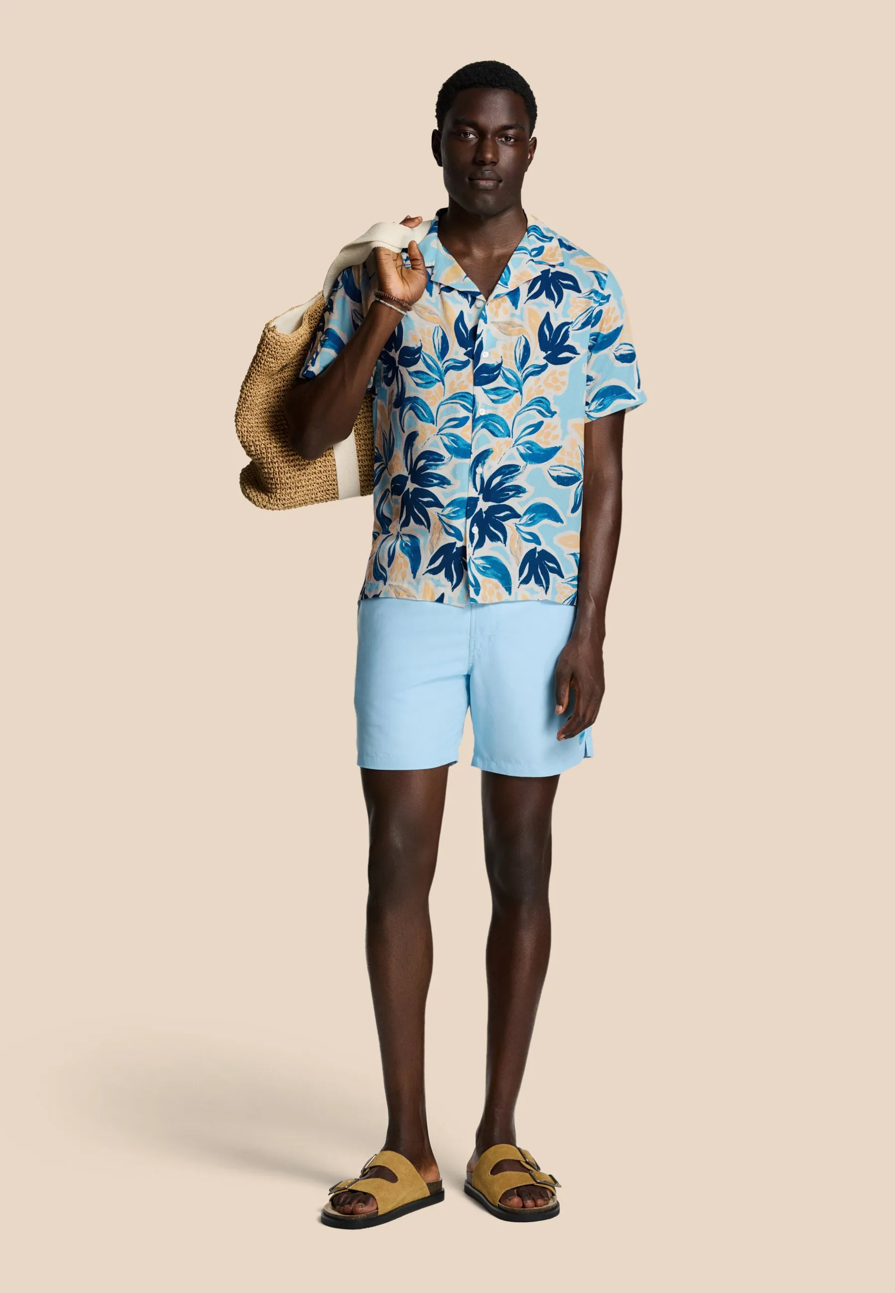 VIC short sleeve shirt floral leafs | blue sky
