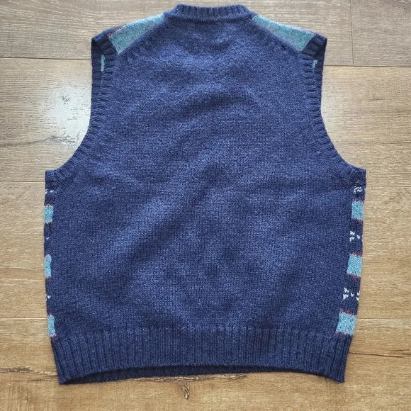 Vtg Nordstrom Women Wool Shetland Striped Sweater Vest Lrg Academia Classic Prep