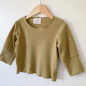 Waffle Long Sleeve Top - Olive