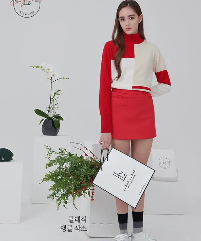 [Warehouse Sale] Clang Clang Classic Simple A-Line Heat-Up Skirt - Fresh Red - L