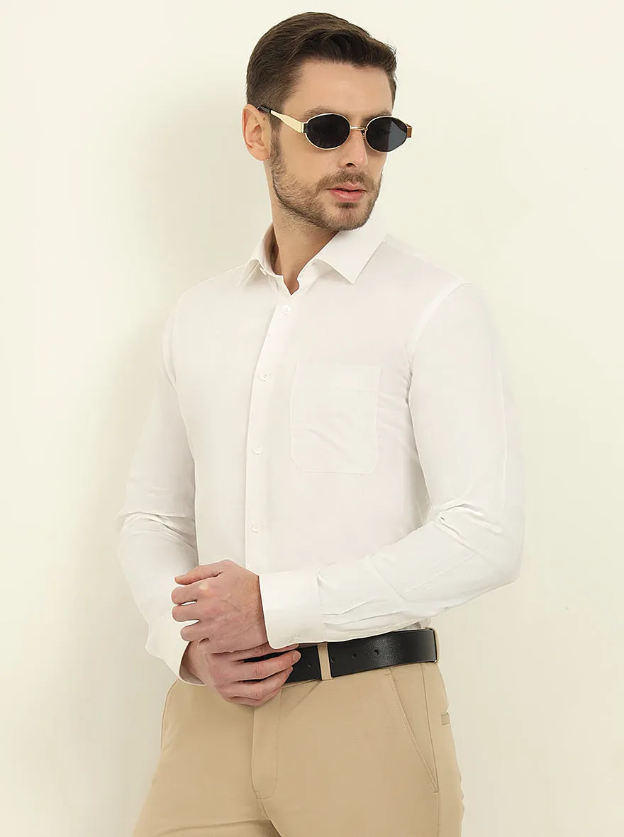 White Checked Slim Fit Formal Shirt | JadeBlue