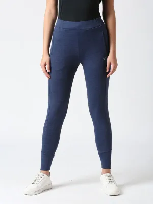 Women Denim Blue Solid Tights- TRANSVERSE PANT- DB