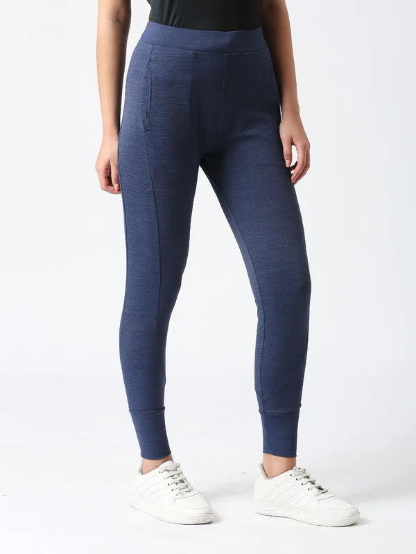 Women Denim Blue Solid Tights- TRANSVERSE PANT- DB