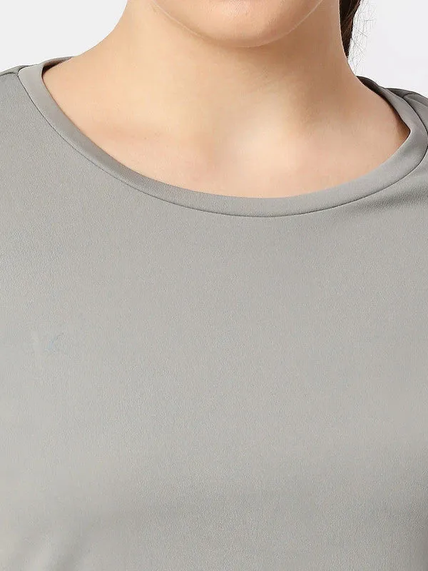 Women Grey Solid Regular Fit Sports T-Shirt - Ventura Tee-GR