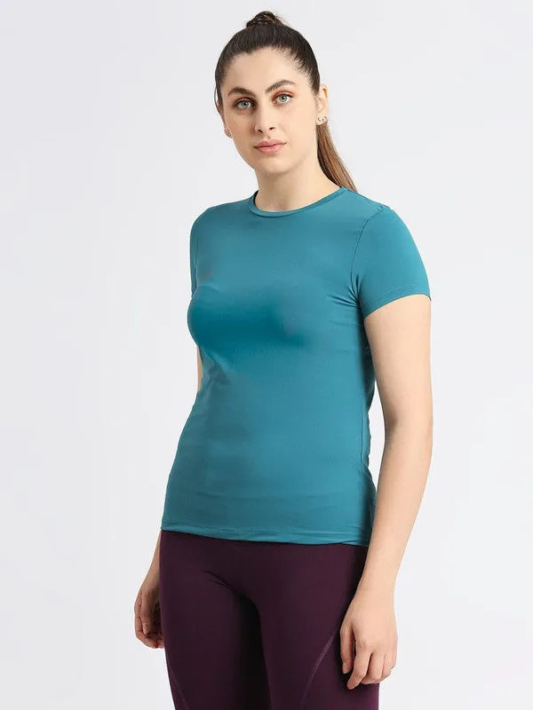 Women Sea Green Regular Fit Solid Top - FLY TECH TEE-SG