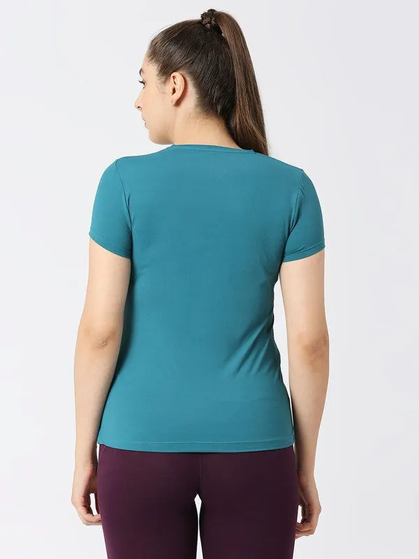 Women Sea Green Regular Fit Solid Top - FLY TECH TEE-SG