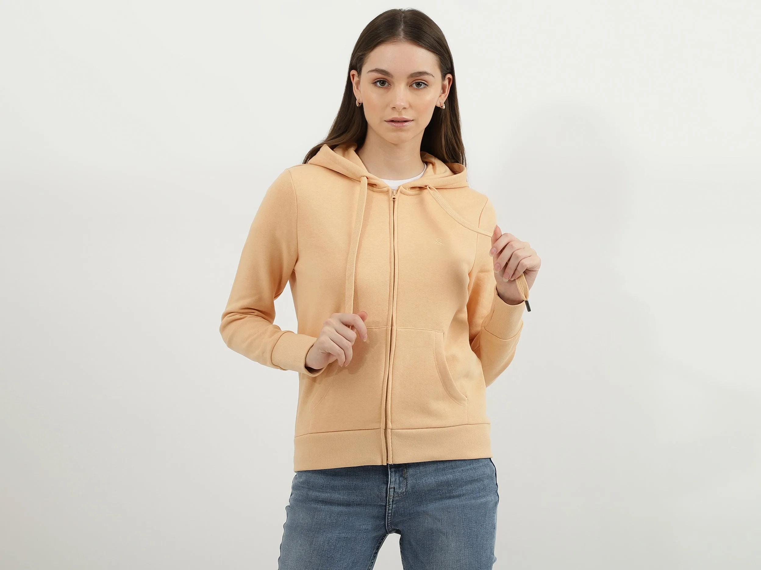 Women Solid Hooded Neck Sweatshirt
