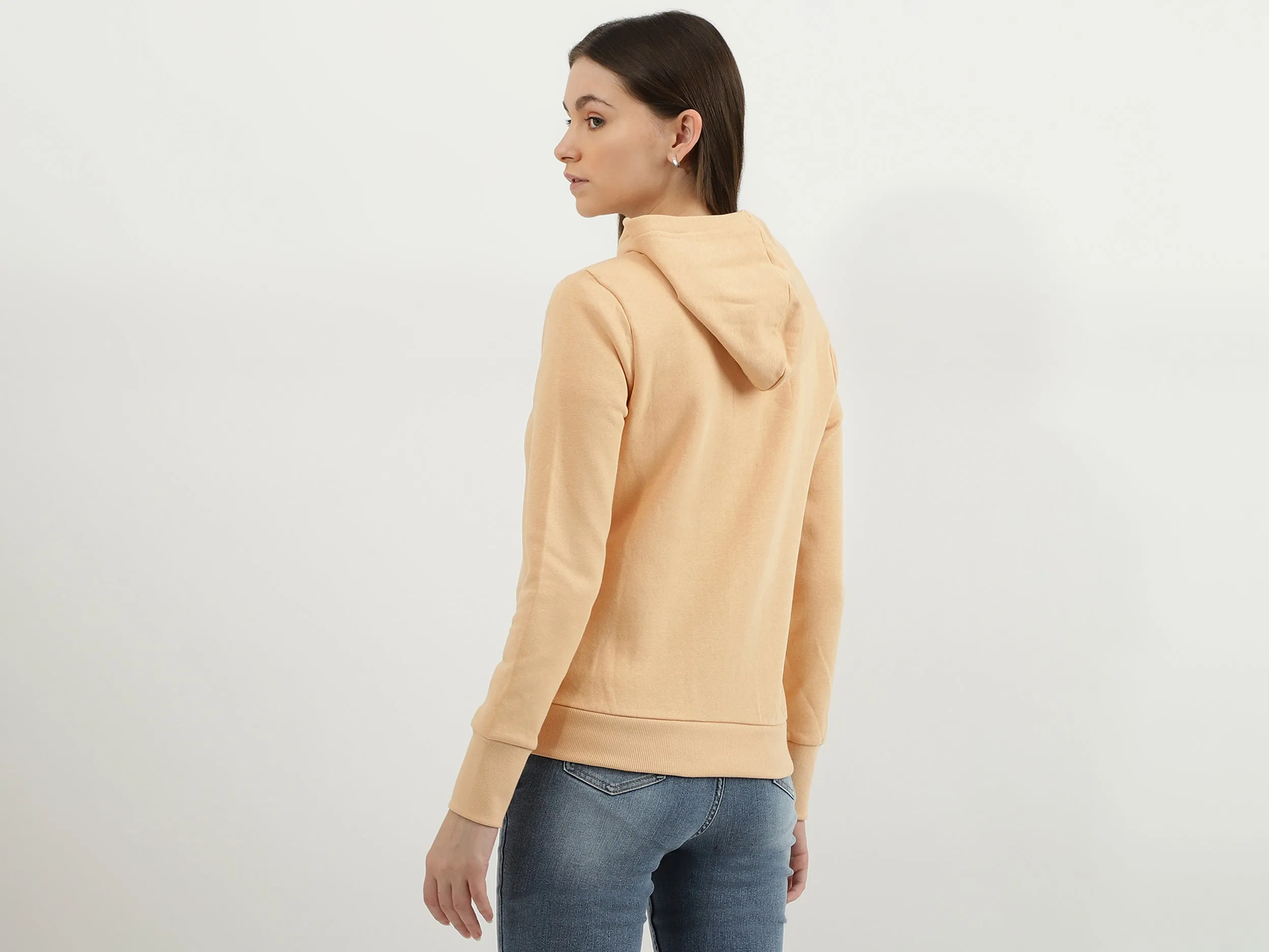 Women Solid Hooded Neck Sweatshirt