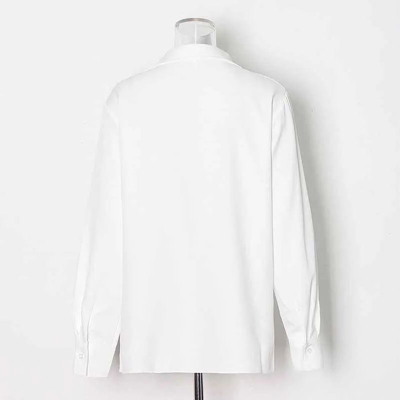 Women V Neck Silk Blouse Loose Franch Shirt