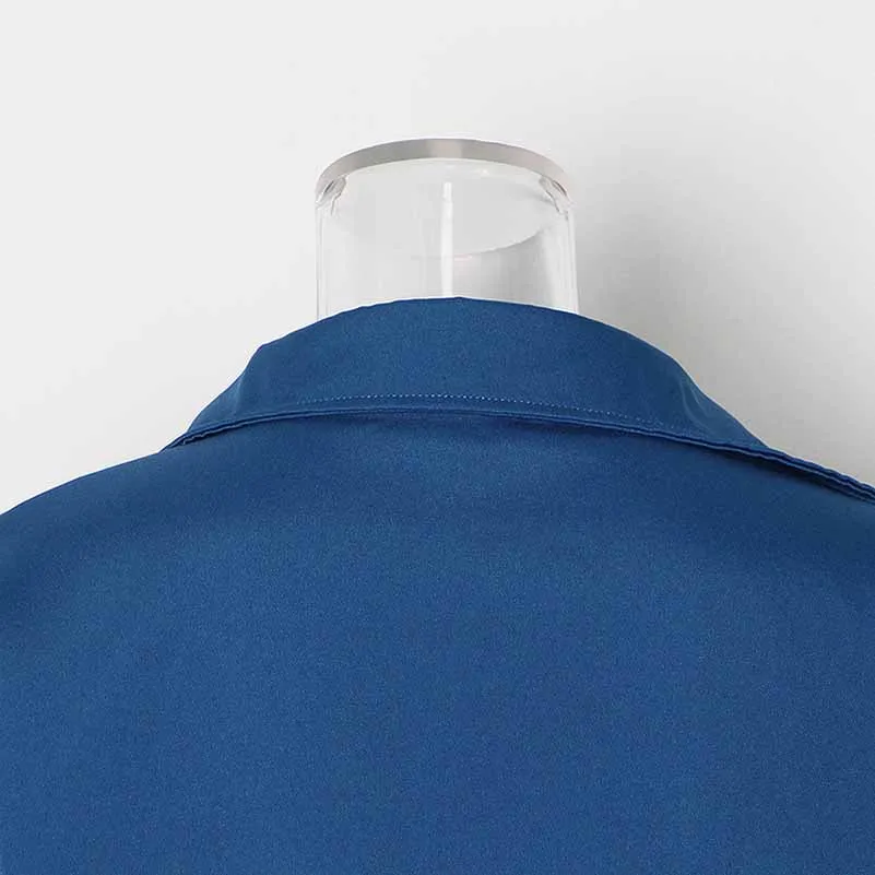 Women V Neck Silk Blouse Loose Franch Shirt