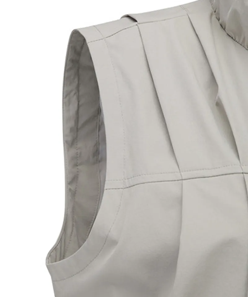 Women's Pleats Point Vest  - Light Beige