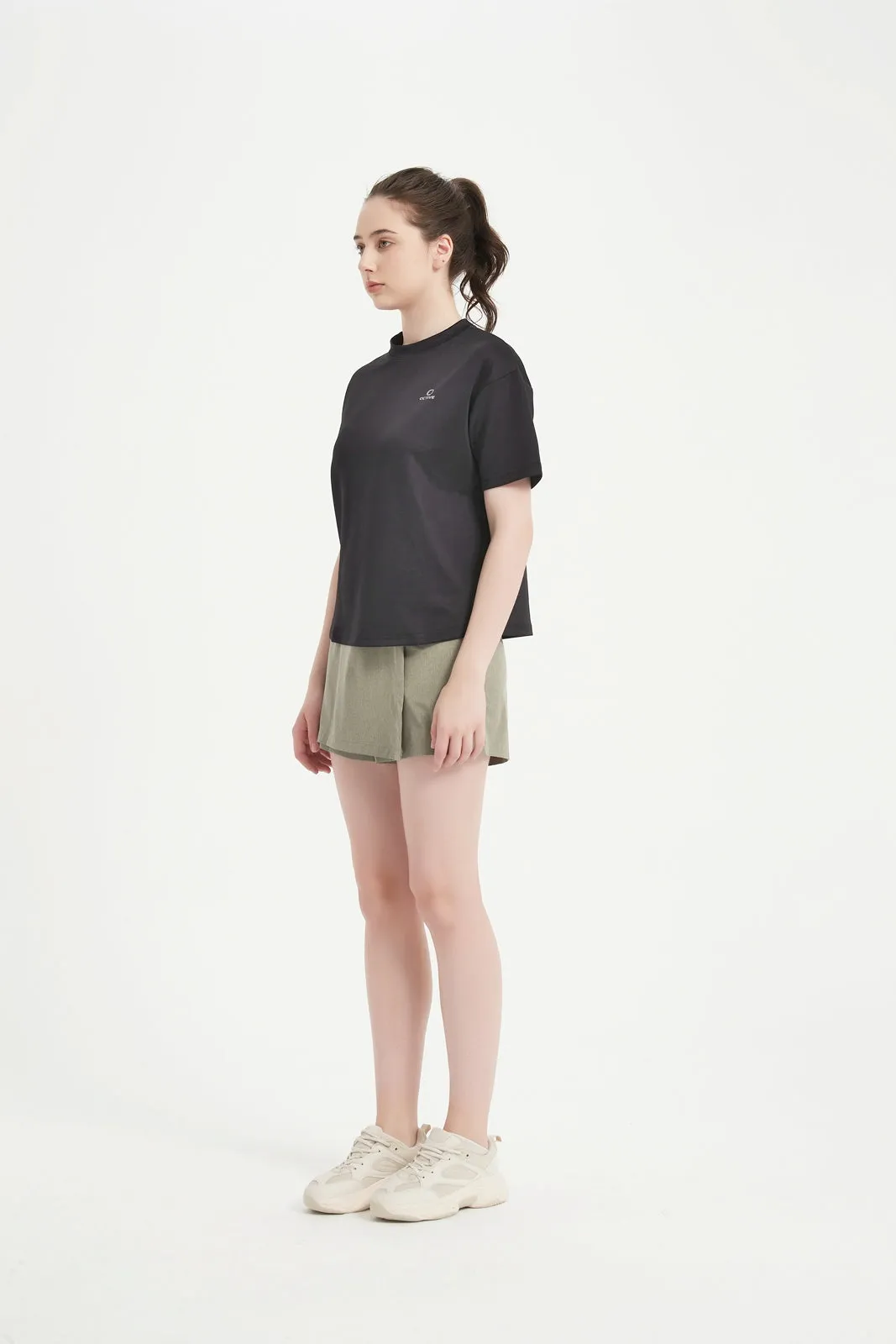 Women's Short Set In Sleeve Crew Neck Tee