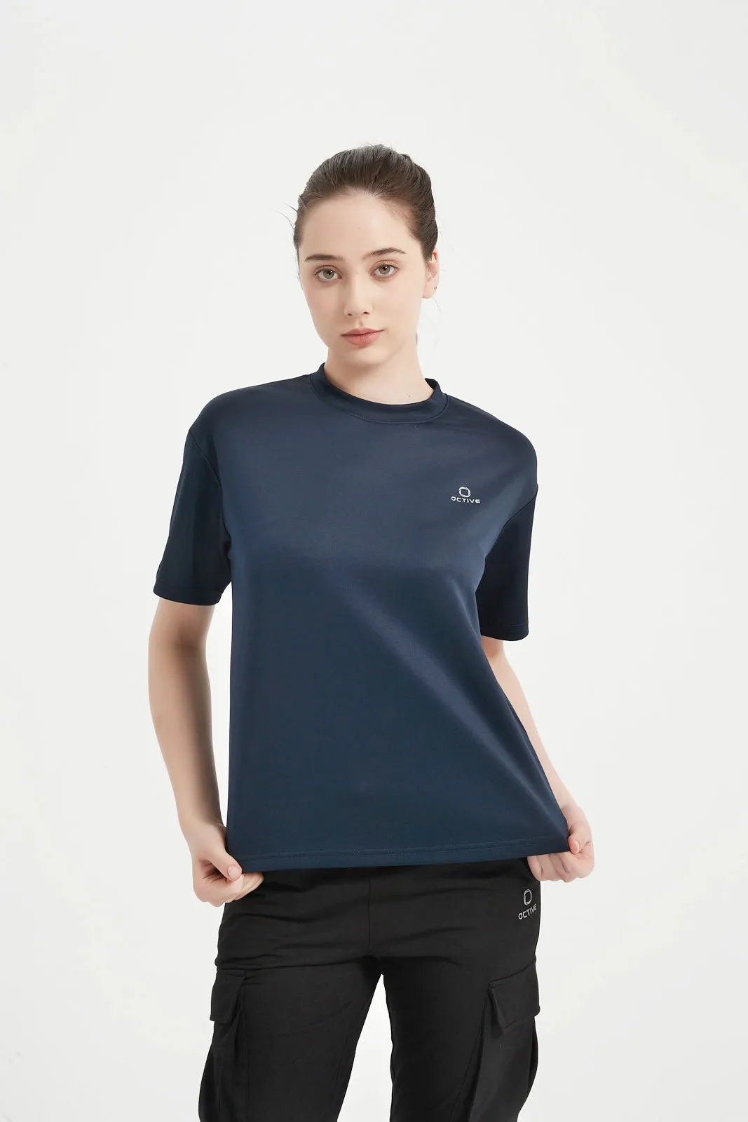 Women's Short Set In Sleeve Crew Neck Tee