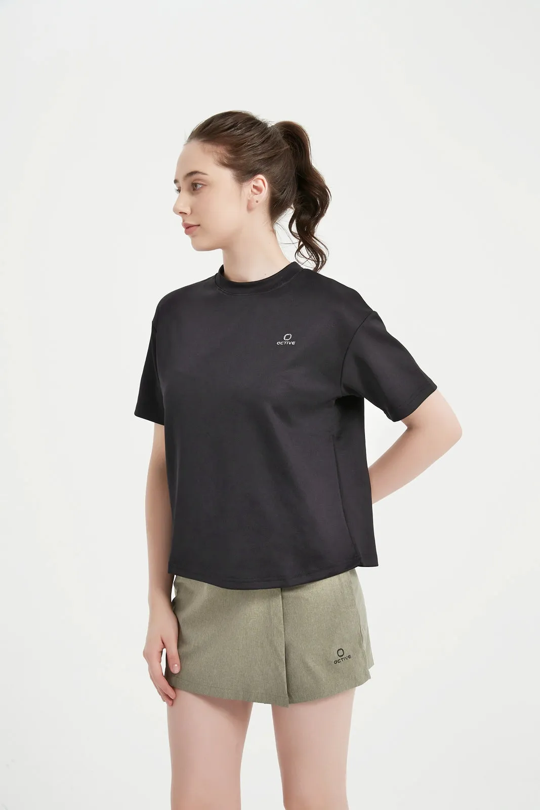 Women's Short Set In Sleeve Crew Neck Tee