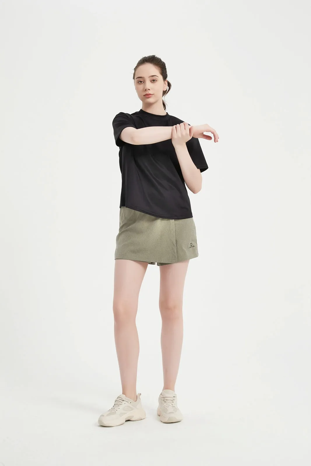 Women's Short Set In Sleeve Crew Neck Tee