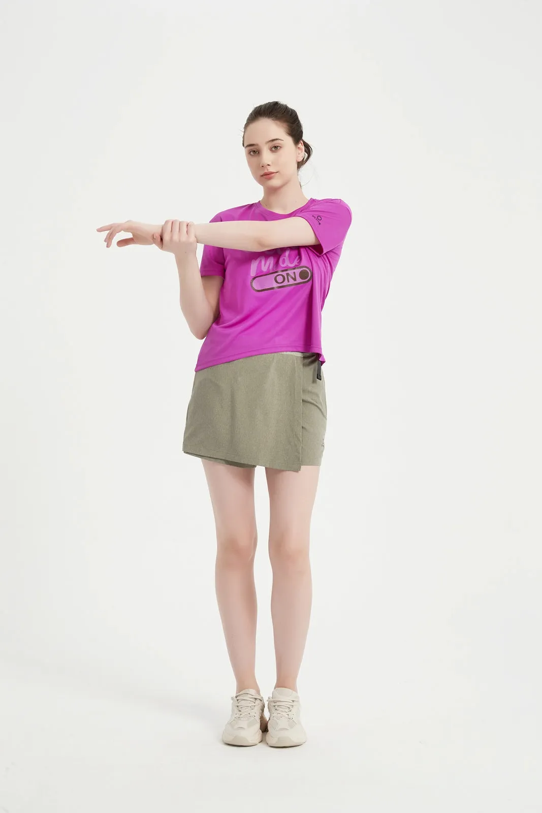 Women's SS Chest Printed Crew Neck Tee