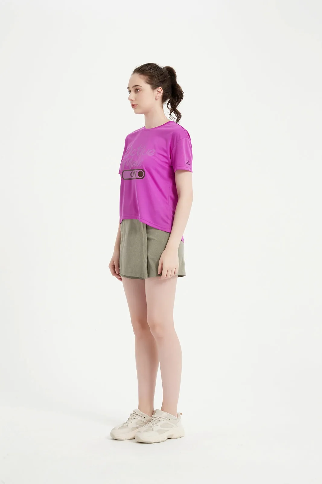 Women's SS Chest Printed Crew Neck Tee