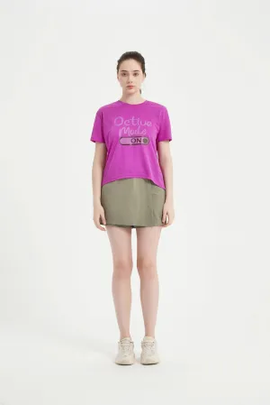 Women's SS Chest Printed Crew Neck Tee