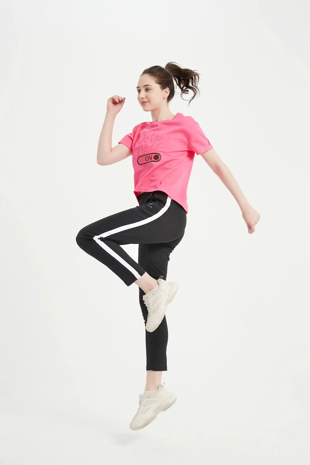 Women's SS Chest Printed Crew Neck Tee