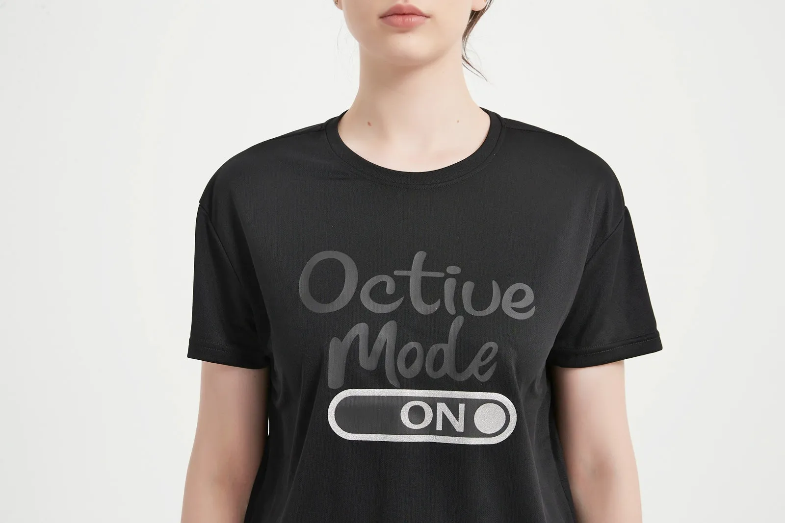 Women's SS Chest Printed Crew Neck Tee